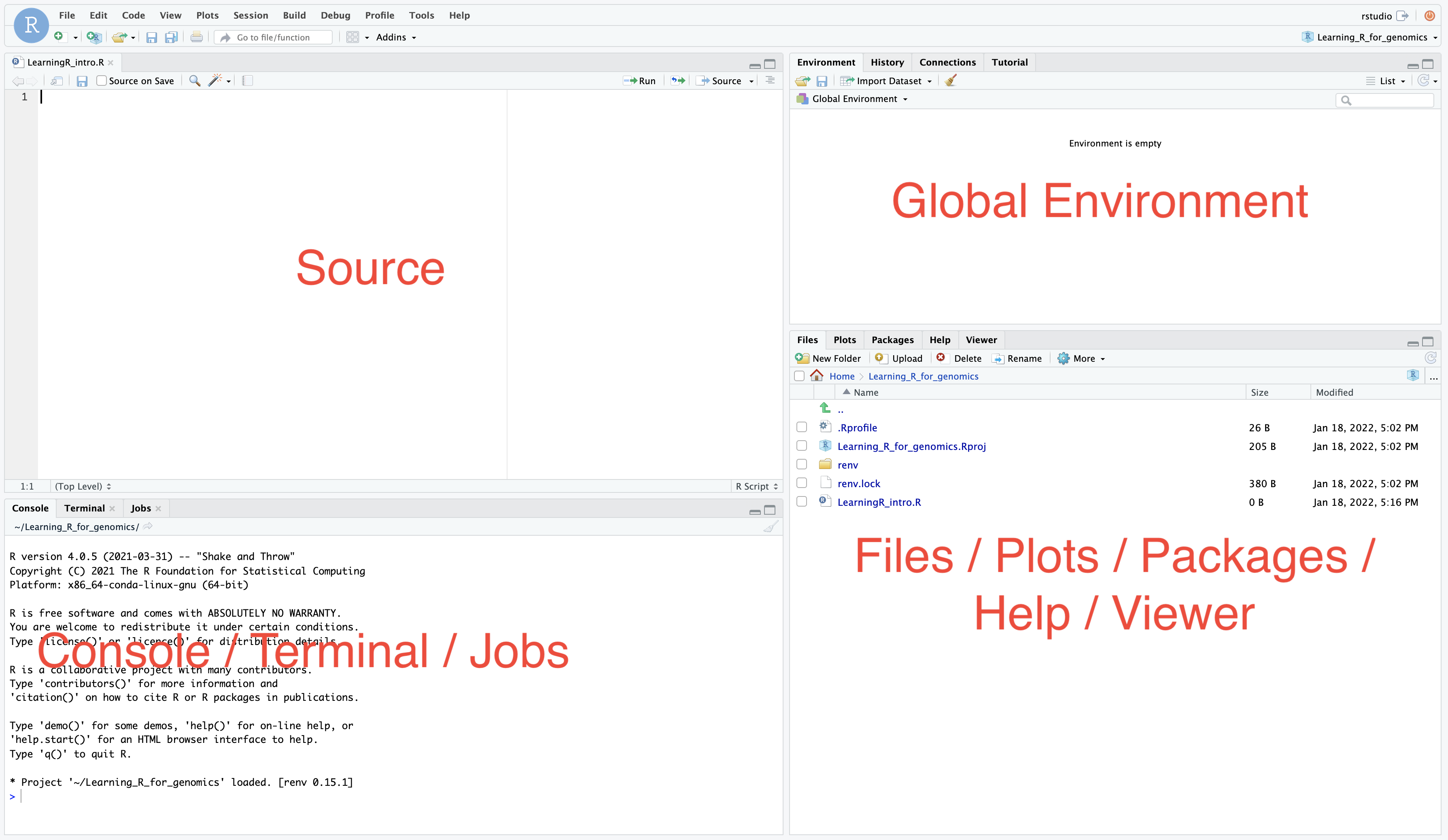 RStudio layout